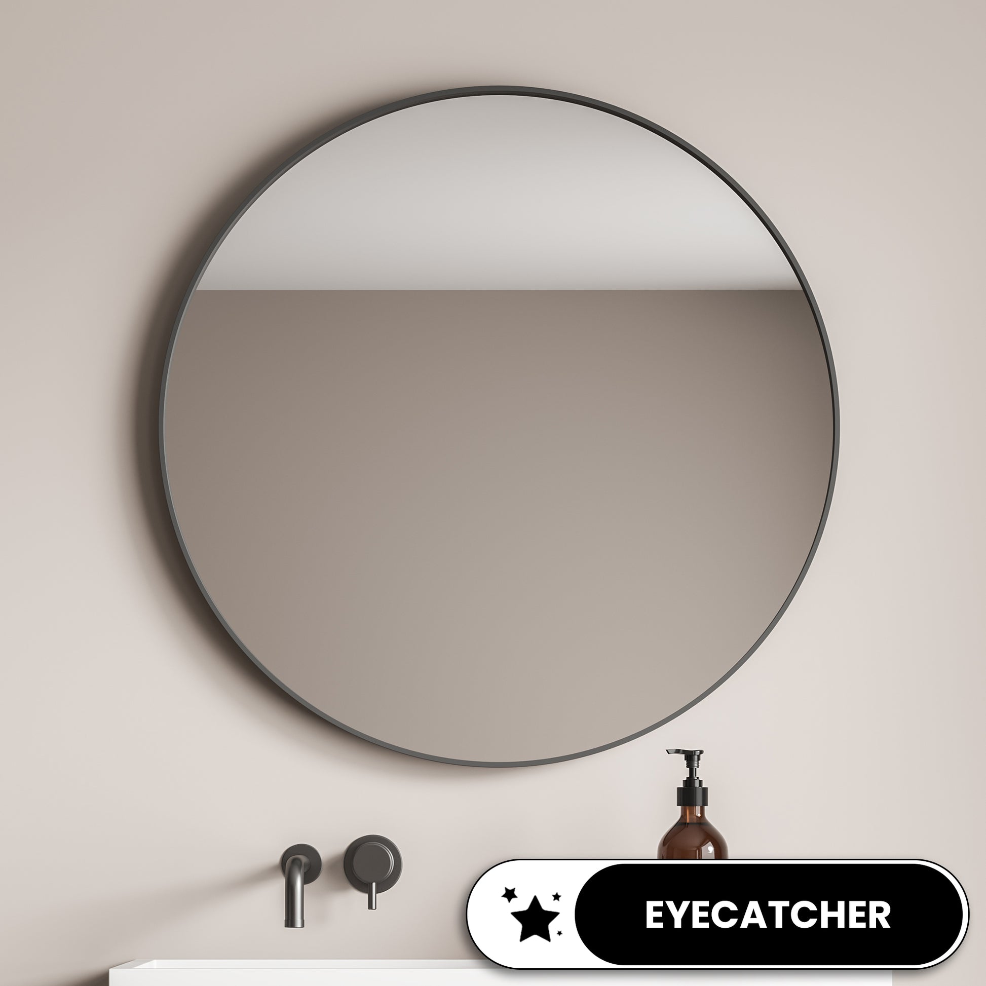 Ronde Badkamerspiegel -zwart  Ø 50 CM - Baytliving