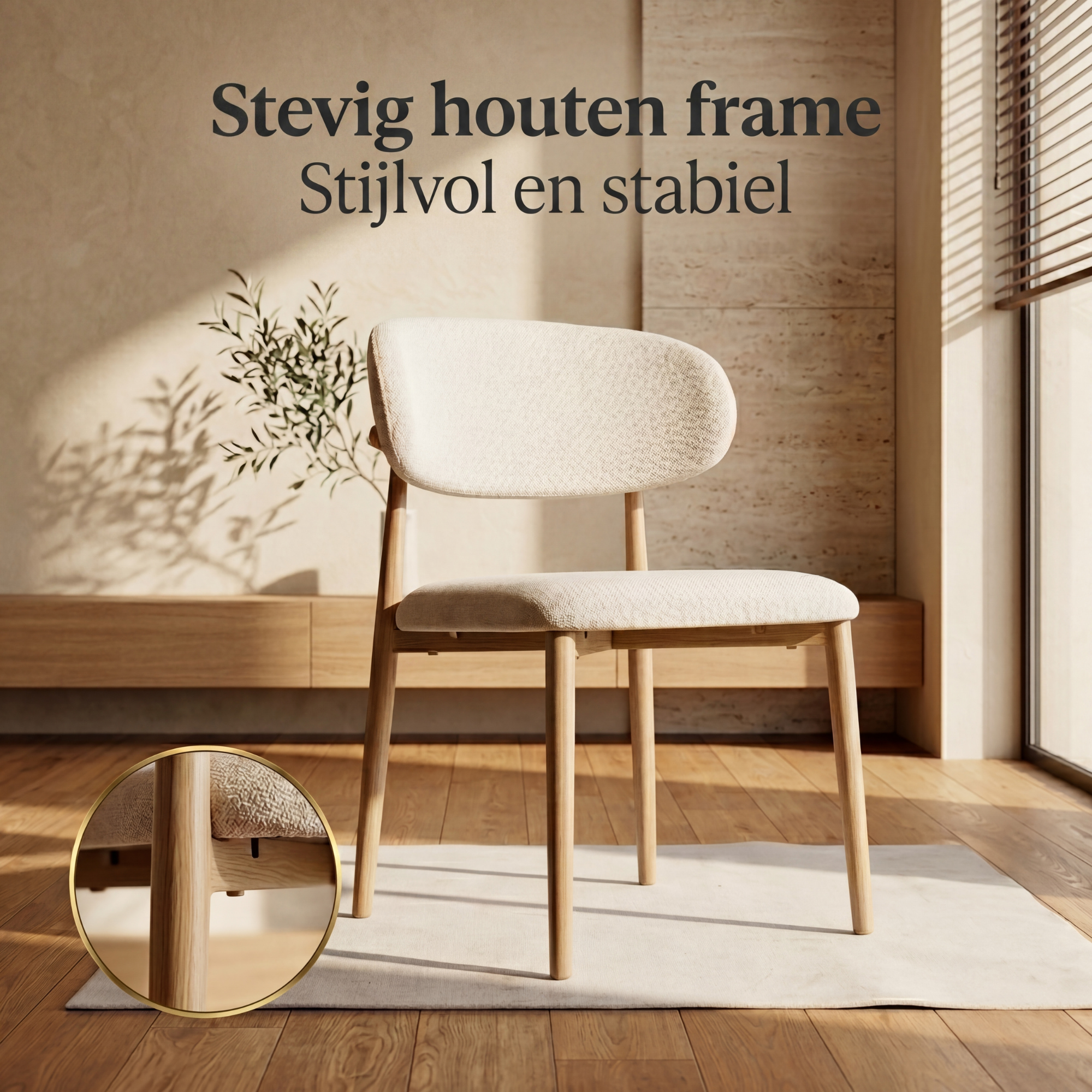 Bayt Japandi Eetkamerstoelen - Set van 2  - Beige - Baytliving