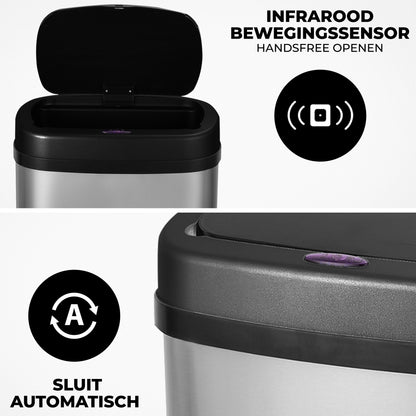 Bayt Prullenbak 60 liter - Sensor Prullenbak - Zilver - Outlet