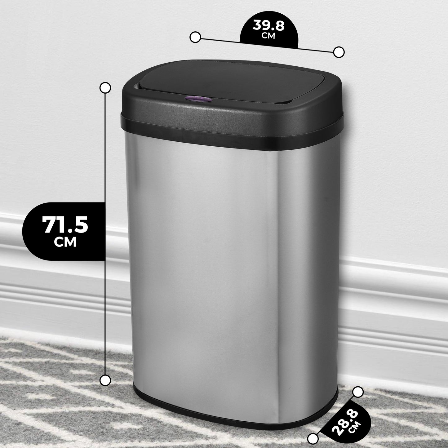 Bayt Prullenbak 60 liter - Sensor Prullenbak - Zilver - Outlet