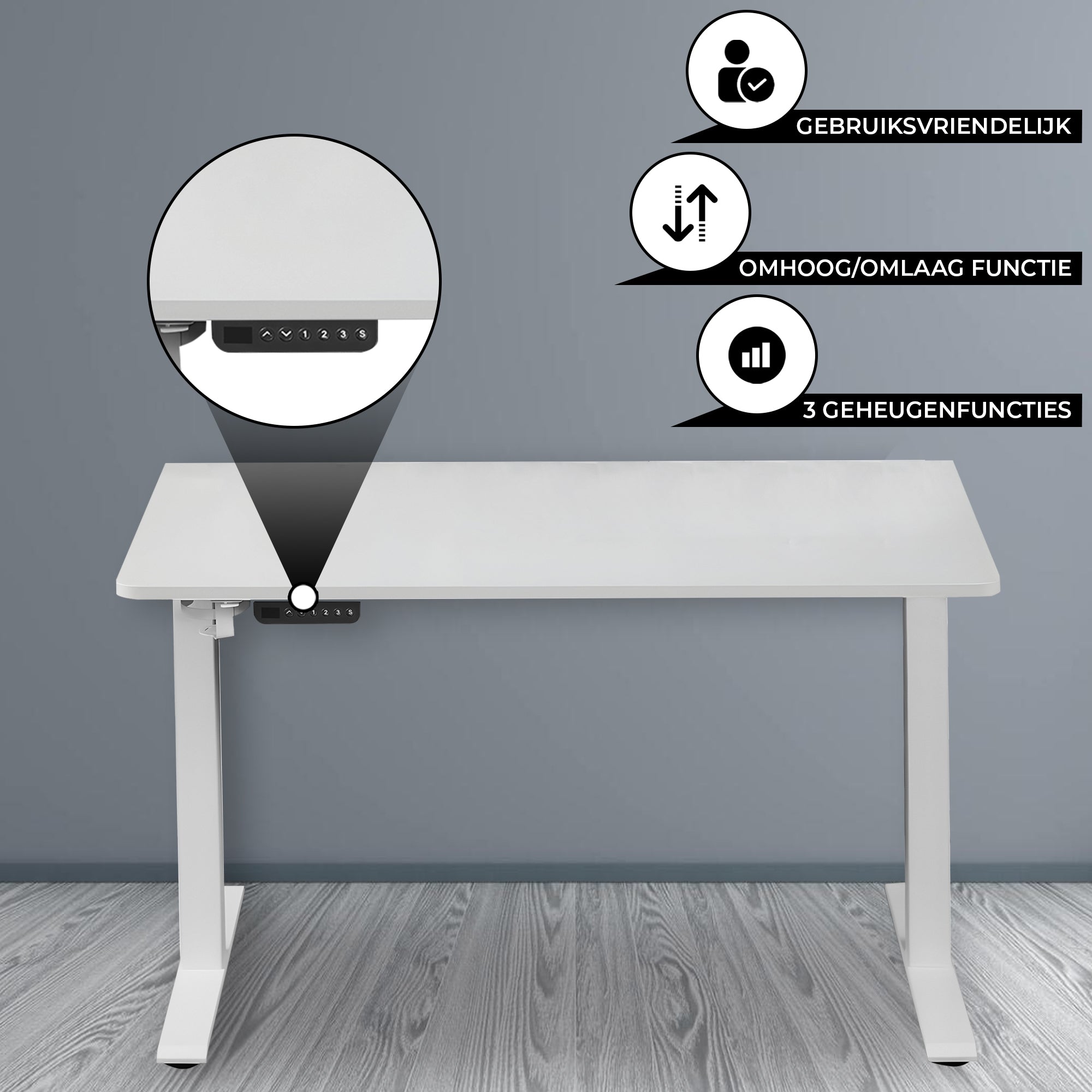 Bayt Zit-Sta Bureau – In Hoogte Verstelbaar – 120 x 60 cm – Wit - Baytliving