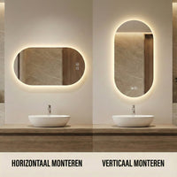 Bayt Badkamerspiegel met LED - Ovaal 50x90 cm - 2 Lichtstanden - Baytliving