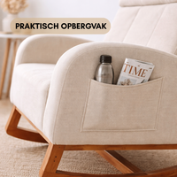 Bayt Beige Schommelstoel – Relaxfauteuil voor Woonkamer & Babykamer - Baytliving
