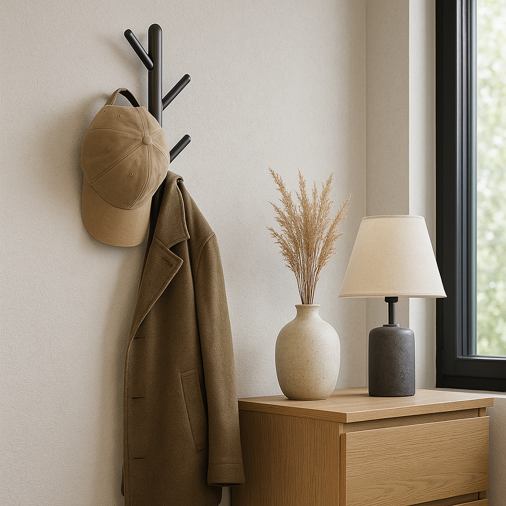 Bayt Wandkapstok - 5 Haken - zwart