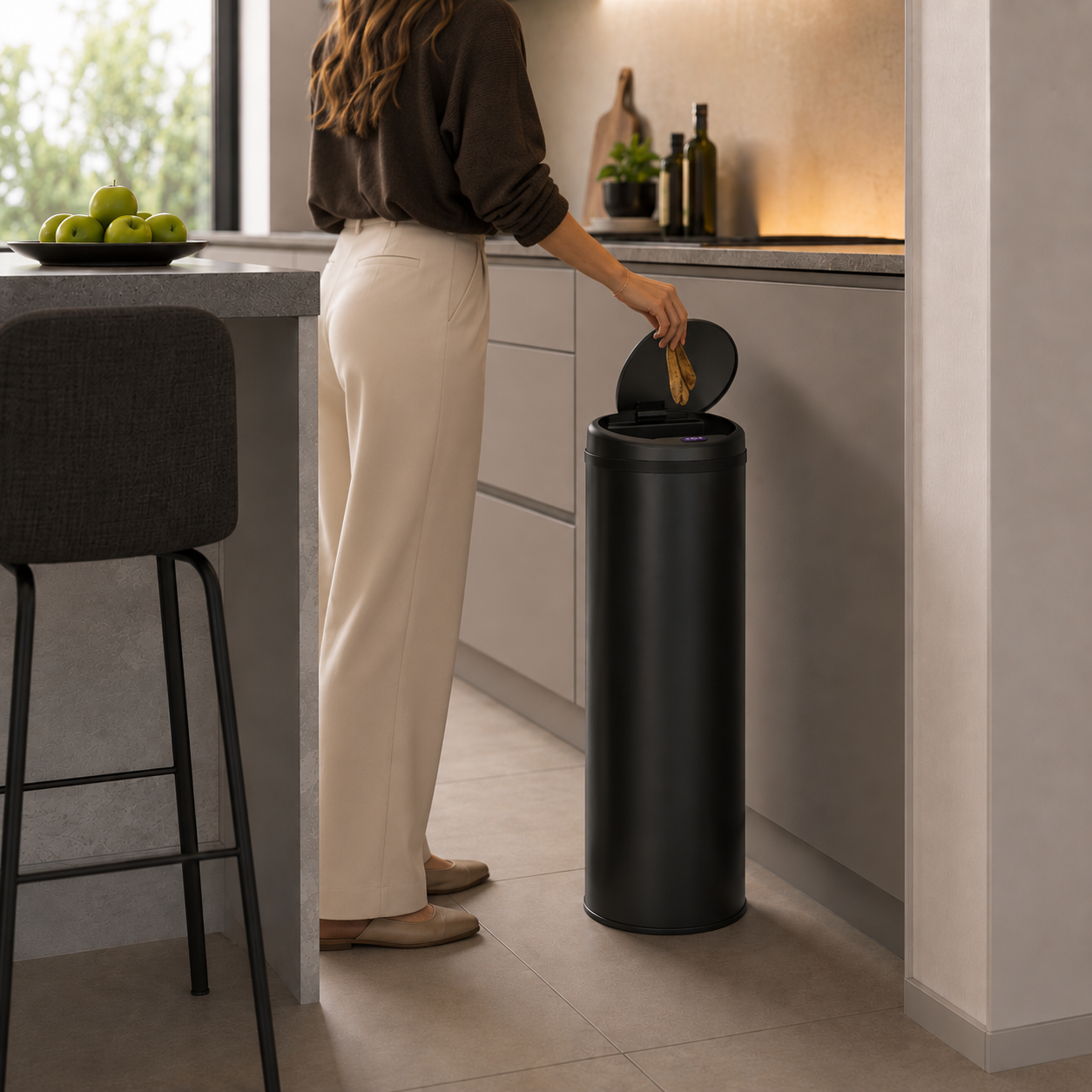 Bayt Prullenbak 50 liter - Sensor Prullenbak - Zwart - Baytliving