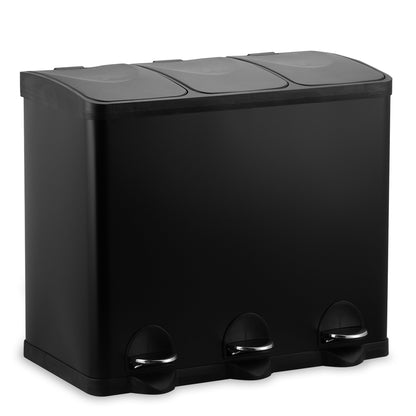 Bayt Prullenbak 45 liter - 3x15L Pedaalprullenbak - Zwart