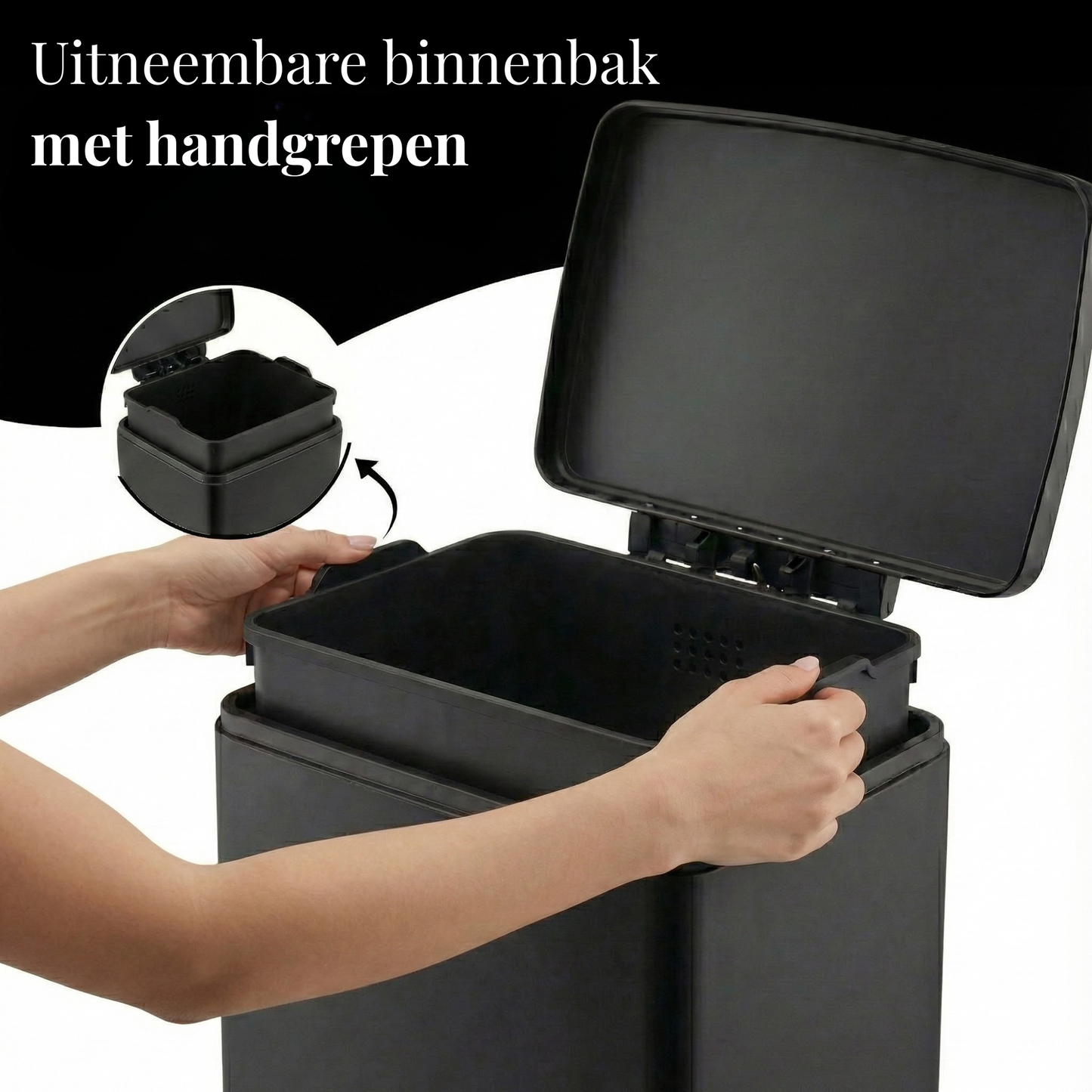 Bayt Prullenbak 60 Liter – Pedaalprullenbak - Zwart - Outlet